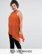 Elvi Orange Asymmetric Tunic - Orange