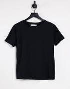 Mango Cotton Round Neck T-shirt In Black - Black