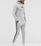 Mauvais Skinny Sweatpants With Neon And Check Taping-gray