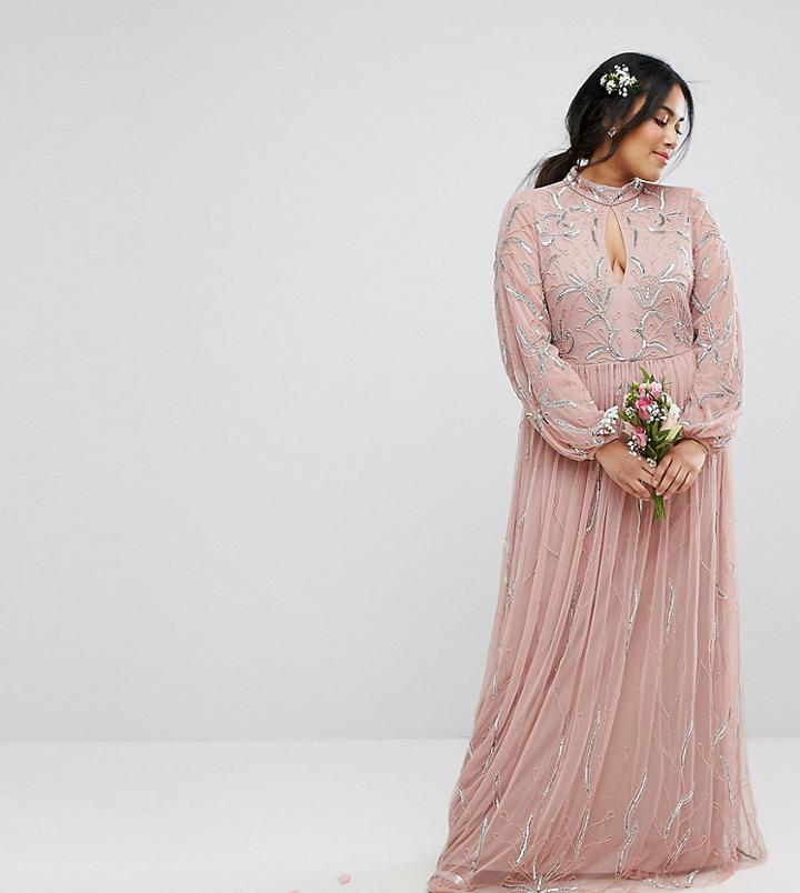 Maya Plus Floral Sequin Embroidered Maxi Dress With Tulle Skirt - Purple
