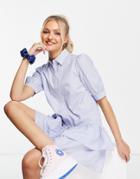 Influence Mini Shirt Dress In Blue And White Stripe-blues