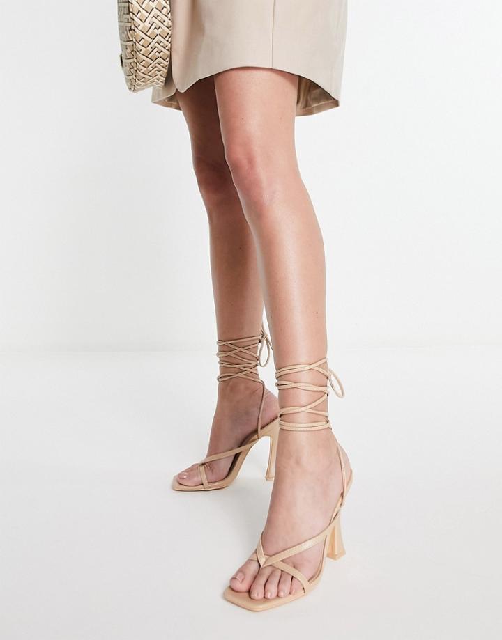 Glamorous Strappy Heeled Sandals In Beige-neutral