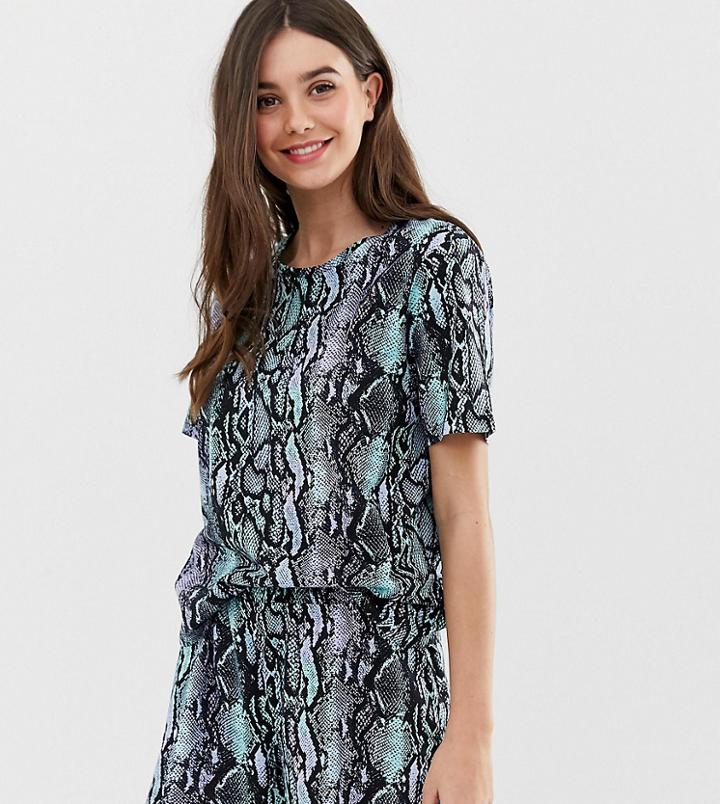 Asos Design Tall Snake Jersey Pyjama Short Set-multi