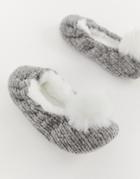 New Look Slippers With Pom Pom In Chenille - Gray