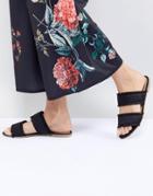 Pieces Two Part Mule With Fringing - Black