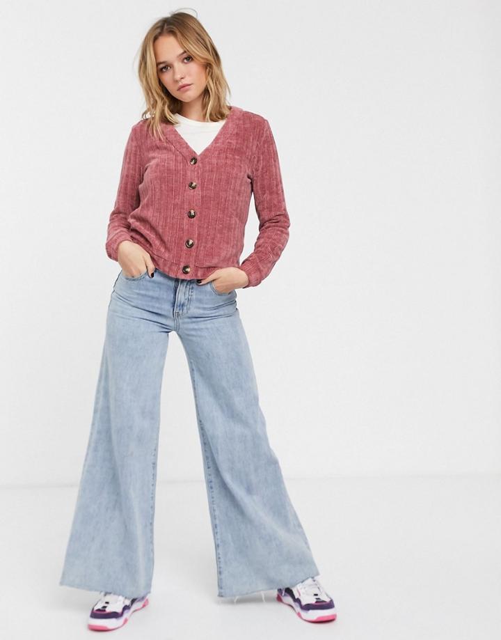 Glamorous Cardigan In Chenille-pink