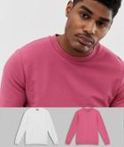 Asos Design Muscle Sweatshirt 2 Pack Pink/white - Multi