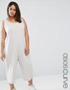 Asos Curve Lounge Oatmeal Marl Jersey Jumpsuit - Beige