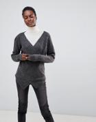 Vila Cross Front Sweater - Gray