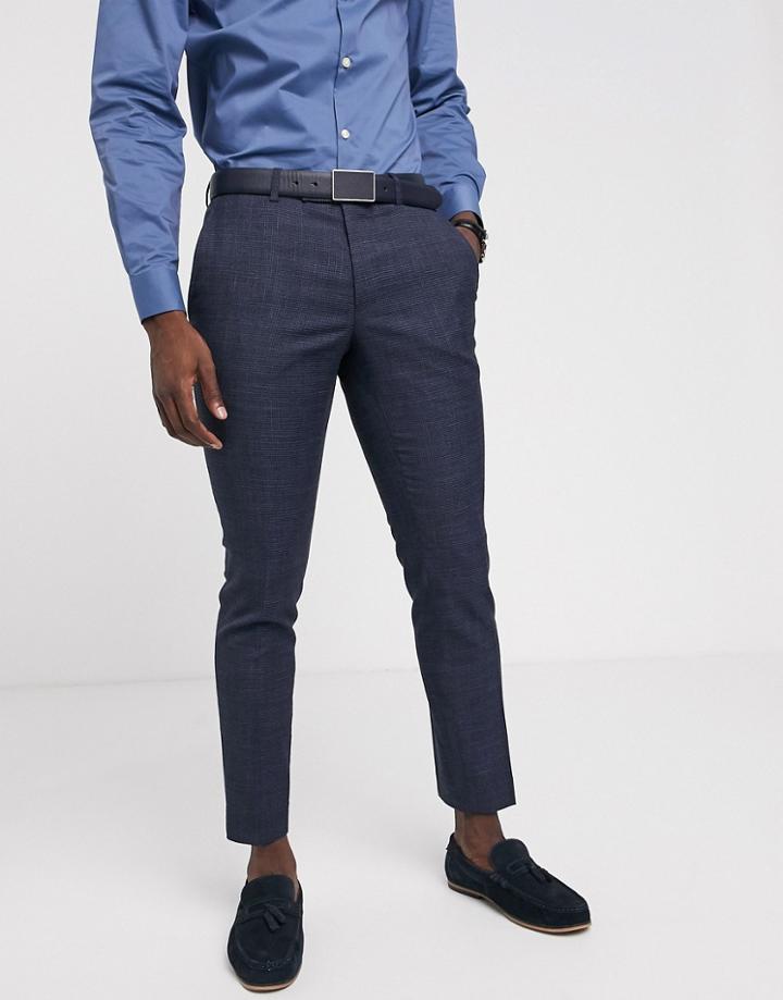Moss London Suit Pants In Blue Puppytooth - Blue