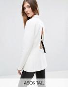 Asos Tall Open Back Blazer With Tape - White