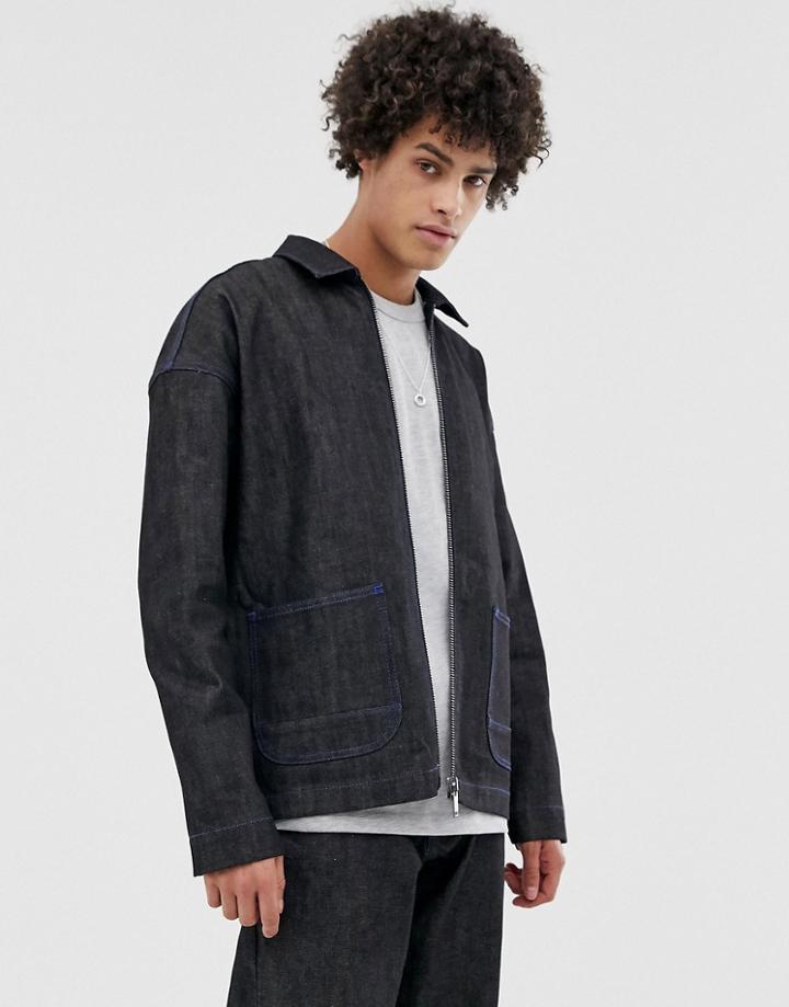 Asos White Two-piece Worker Jacket In Selvage Denim - Black