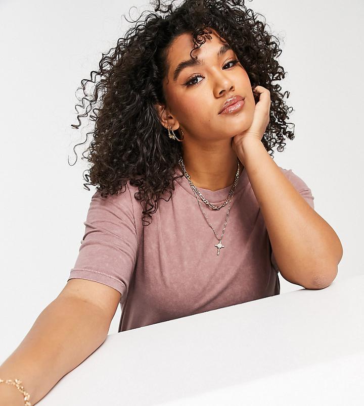 Asos Design Curve Oversized T-shirt In Washed Mink-pink