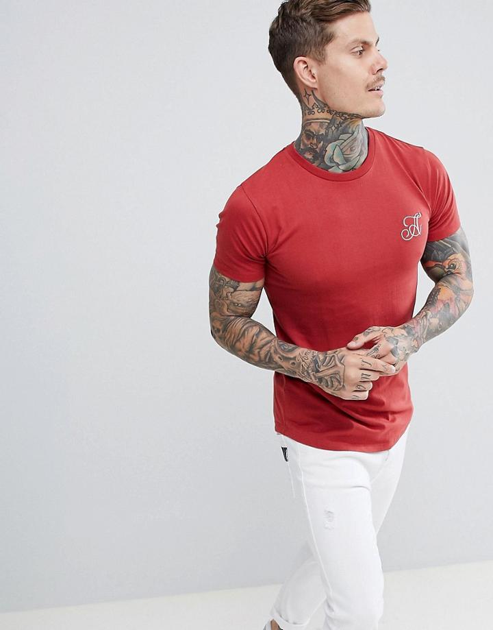 Ascend Muscle Fit Basic T-shirt With Curved Hem - Orange
