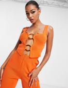 Asos Design Knit Cami With Ring Detail In Orange - Part Of A Set