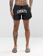 Cheats & Thieves Mid Length Swim Shorts In Black - Black