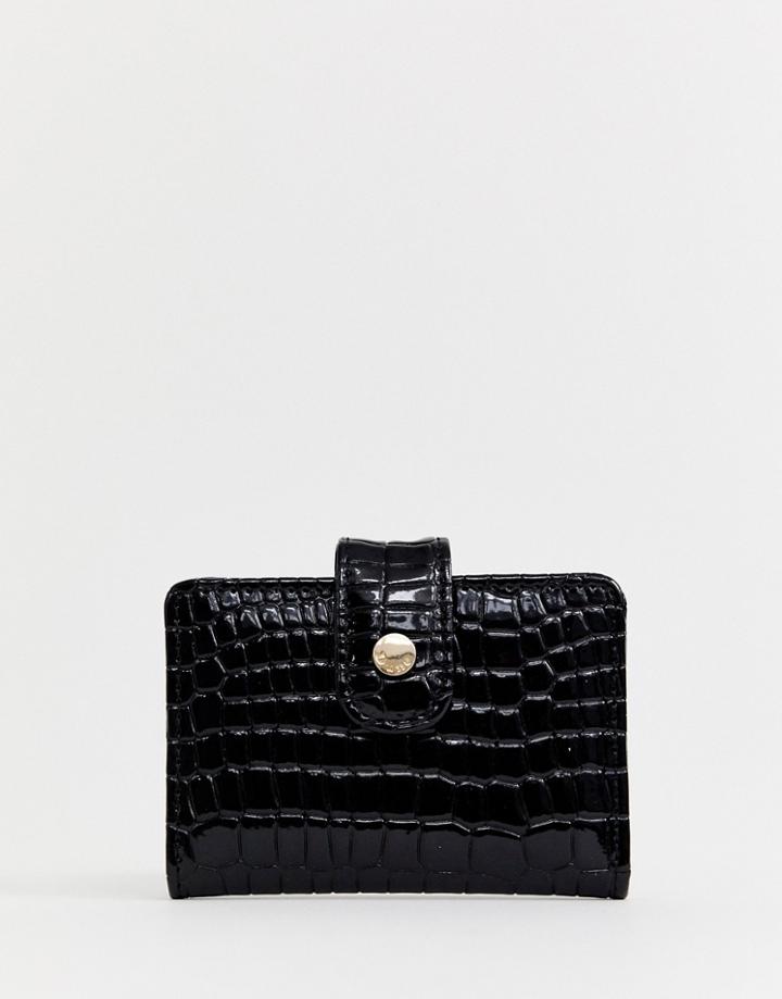 Dune Patent Croc Oyster Card Holder - Black