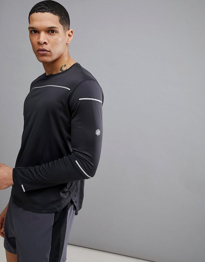 Asics Running Lite-show Reflective Long Sleeve Top In Black 154232-0904 - Black