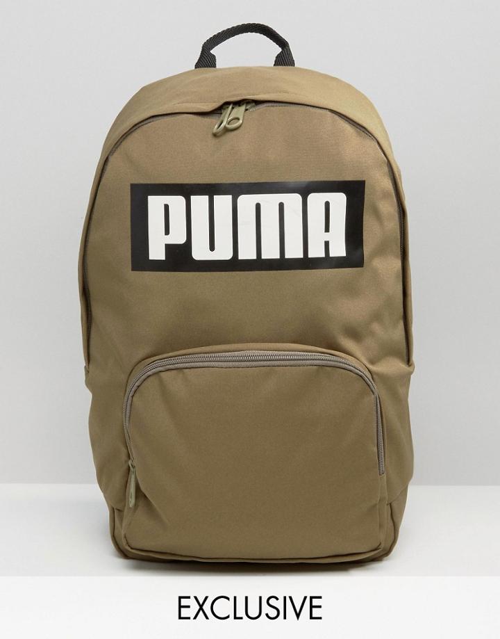 Puma Exclusive To Asos Logo Backpack In Khaki - Green
