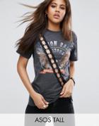 Asos Tall T-shirt With Biker Print & Trim - Black