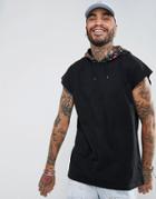 Asos Festival Oversized Sleeveless T-shirt With Rainbow Sequin Hood - Black
