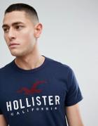 Hollister Iconic Applique Logo T-shirt In Navy - Navy