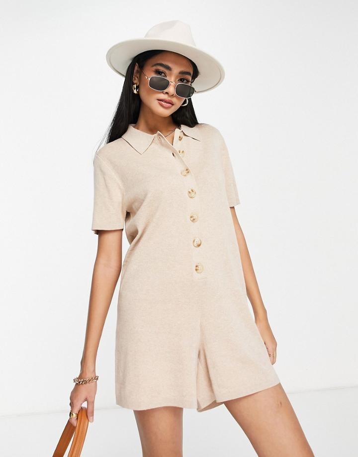 Rhythm Maverick Knit Beach Romper In Cream-white