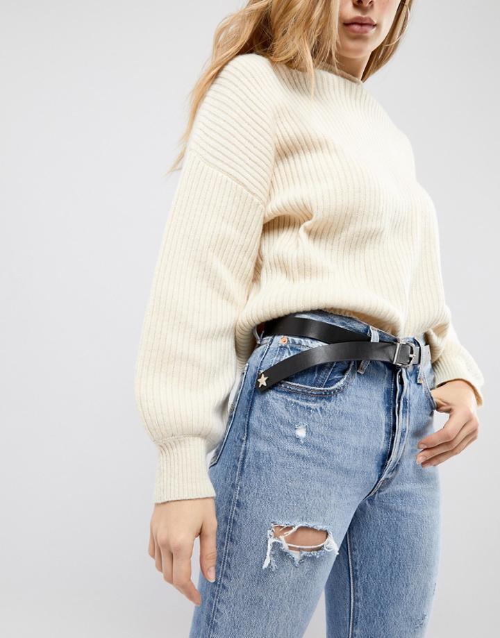 Asos Star Tipped Waist & Hip Boyfriend Belt - Black