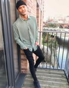 Asos Design 90s Oversized Velvet Shirt In Sage Green