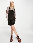 & Other Stories Organic Cotton Blend Cord Overall Mini Dress In Dark Brown
