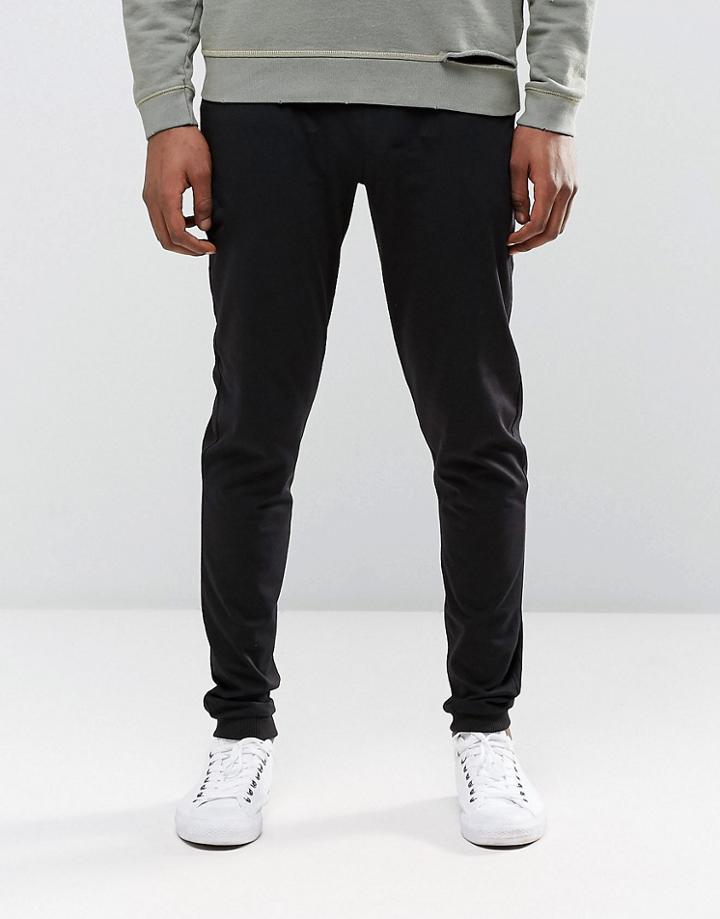 Asos Skinny Joggers In Lightweight Jersey - Black