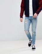 Le Breve Skinny Ripped Bleach Jeans - Blue