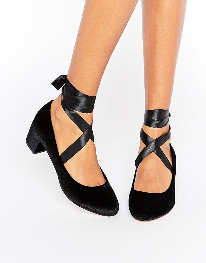 Asos So True Lace Up Heels - Black