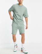 Topman Cotton Jersey Shorts In Green - Part Of A Set
