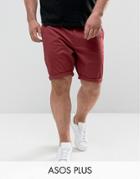 Asos Plus Skinny Chino Shorts In Burgundy - Red