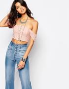 Somedays Lovin Crop Top With Button Detail - Dusty Pink