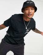 Asos Dark Future T-shirt With Multi Placement Script Logo In Black