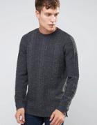 Asos Longline Cable Sweater - Gray