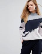 Y.a.s Glitter Swirl High Neck Knitted Sweater - Multi