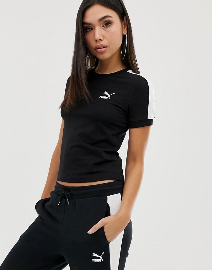 Puma Classics Logo Fitted Black T-shirt - Black