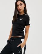 Puma Classics Logo Fitted Black T-shirt - Black