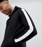 Brave Soul Tall Wide Stripe Sleeve Hoodie - Black