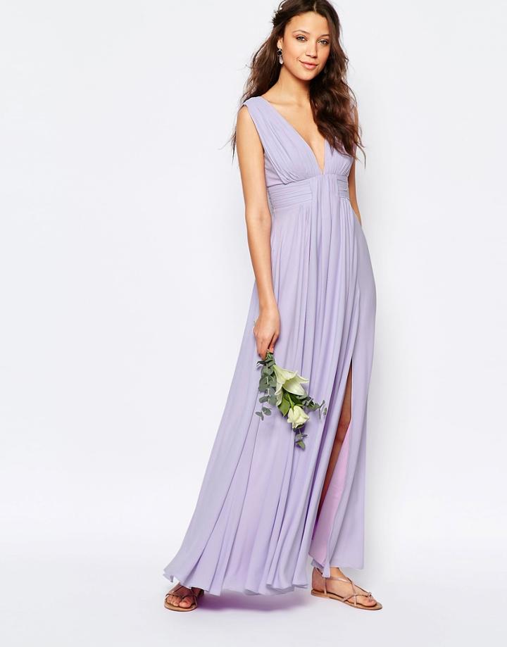 Fame And Partners Tall Valencia Maxi Dress With Cut Out Back - Lavender