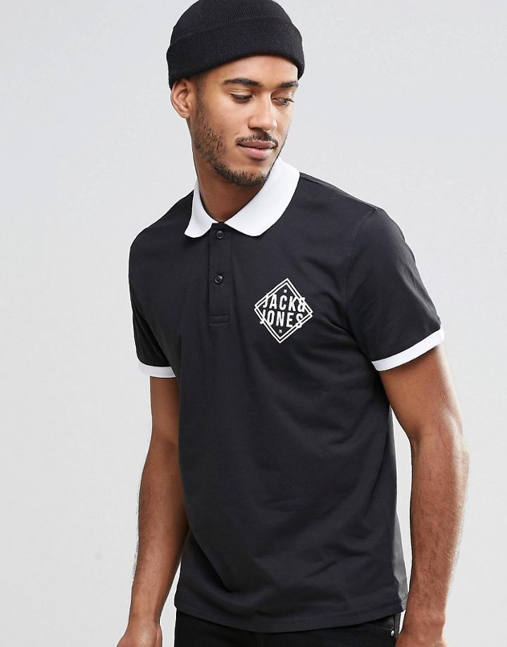 Jack & Jones Birdseye Stitch Polo Shirt - Black