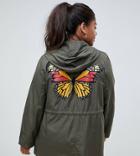 Brave Soul Plus Flutterby Lightweight Coat - Green