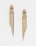 Asos Design Earrings Pastel Crystal Waterfall Earrings In Gold - Gold