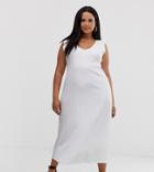 Asos Design Curve Midi Textured Column Dress - White