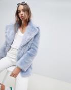Jakke Mid Length Faux Fur Coat - Blue
