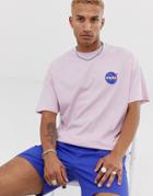 Asos Design Nasa Oversized T-shirt With Chest Print-pink