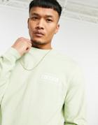 Asos Design Long Sleeve T-shirt In Green With Text Chest Print